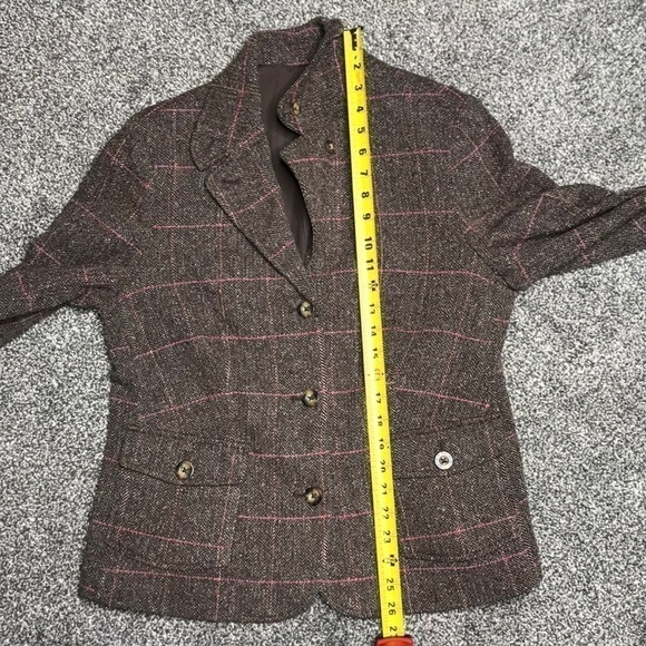 Vintage L.L Bean Brown/Pink Wool Blend Plaid Blazer Jacket - Picture 6 of 14